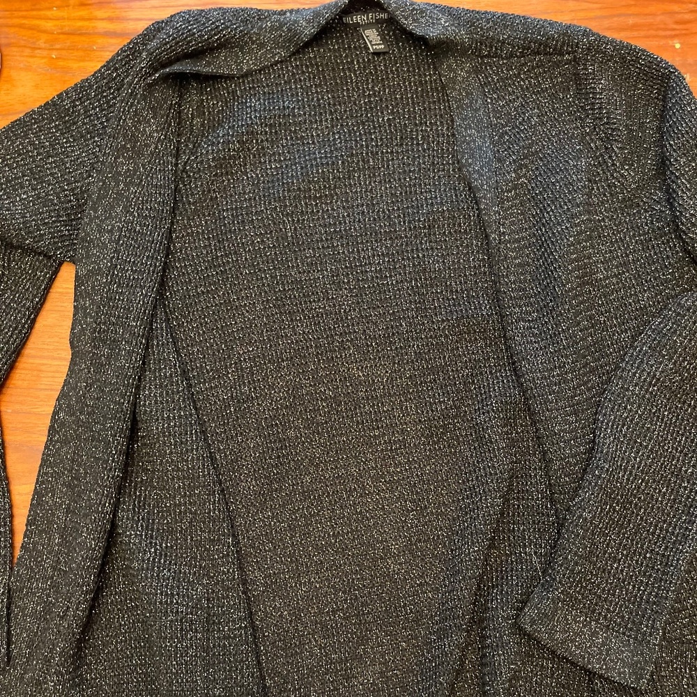 Eileen Fisher black shimmer cardigan